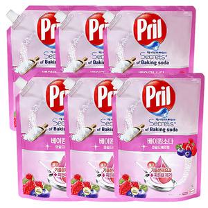 프릴 주방세제 베이킹소다 와일드베리 리필 1L 6개