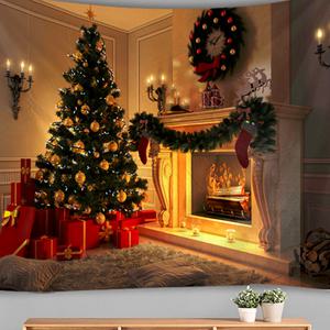 미니몰데코- 크리스마스벽장식 패브릭트리 벽난로 트리 패브릭포스터 특대형 200x150
