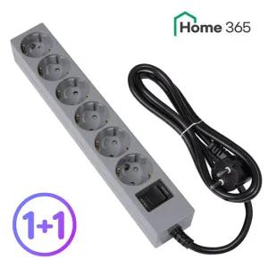 [홈365] 국산 과부하차단 멀티탭 6구 1.5m 2개 그레이 블랙