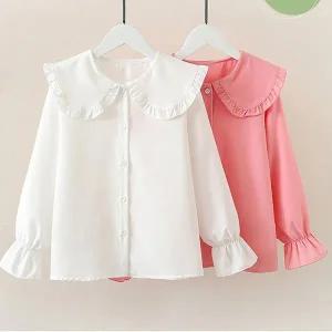 프릴카라블라우스 어린이 블라우스 화이트 셔츠 합창 단체 행사 핑크 화이트 여아