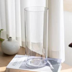 PET 원형 원통 긴 화병 실린더 12x30cm 조화 전용 꽃병 투명 플라스틱 인테리어 장식 소품 오브제 수경재배