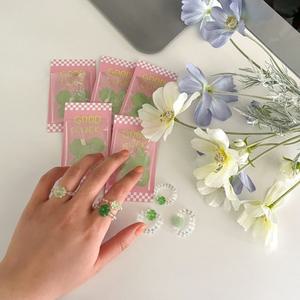 네잎클로버 비즈 반지 만들기 키트 DIY 세트 [6종 클로버 투명 링 심플 여름 포인트 공예 우정 재료]