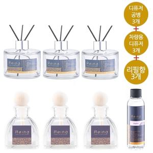 reinaperfume 아로마 공병3개+리필3개+스틱3세트+선물박스+차량용 디퓨저3개