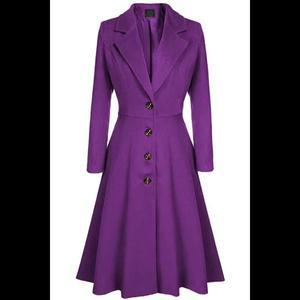 빅사이즈 남자 여성용 긴 주름 용 퍼플 혼방 코트 캐주얼 모직 바람막이 상의 오버사이즈 오버코트 겨울 3x