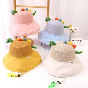 유아 아동모자 공룡뿔메쉬 모자 가림막 봄 여름 가을 밀짚모자