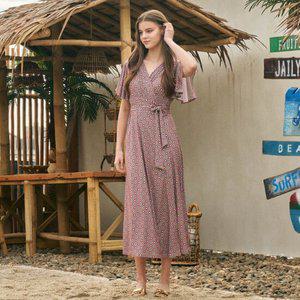 Lipbbam 바이립밤 크레오라 바하마 프릴 플레어 롱 랩 원피스