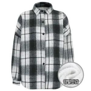 FW신상 여성 양털 안감 울 빅사이즈 체크 남방 NTT-WBL-20059-블랙