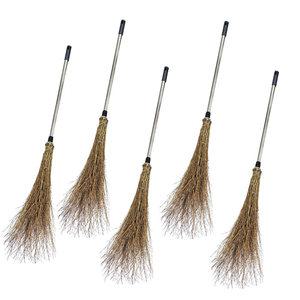 홀더형대나무 싸리비 헤드+스텐자루116cm 세트 (5개) /눈빗자루 실외 낙엽 빗자루