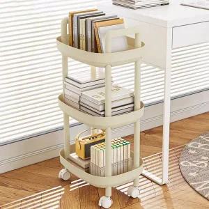 [소심생활]버터링트롤리 3단 동글쉐입 이동식 선반 수납장 버터 감성 한스푼