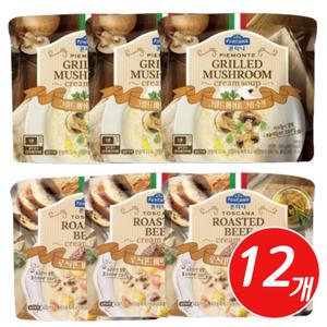 간편한 식사대용 폰타나 액상스프 그릴드 머쉬룸 크림 180g x 6개 로스티드 비프 크림 180g x 6개 전자레인