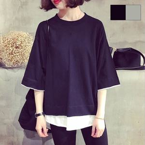 여자 여성 레이어드 디자인 패션 코디 루즈핏 반팔티