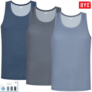 BYC세밀한사선체크패턴유색민소매조끼런닝3매입 MCF2206