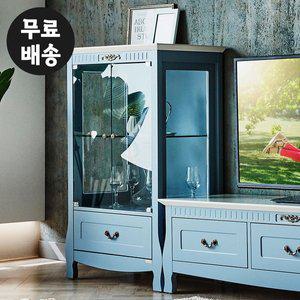 [벤티스가구]루아 유리 장식장 엔틱 수납장 거실 진열장 인테리어 장식장 양주장 술장 가구 2단(700)