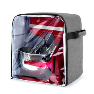 6~8쿼트 키친에이드 믹서용 럭자 더스트 커버(바닥 패딩 패드 포함), 스탠드 믹서 및 추가 액세서리용 커버(앞면 투명 패널), 그레이(특허 디자인)