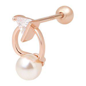 [미니아트] 14K 골드핀 심플 데일리 루나펄 진주 베이직 이너컨츠 트라거스 연골 룩 피어싱