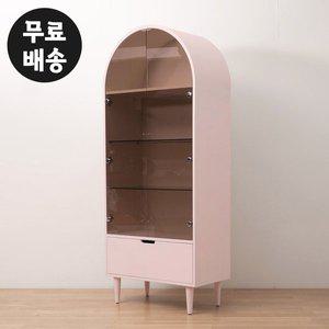 [벤티스가구]레나 유리 장식장 인테리어 거실 장식장 술 양주 위스키 진열장 유리장 가구(750핑크)