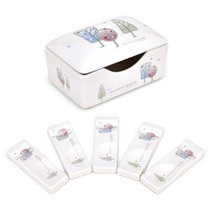 골든벨 아이스크림트리 도자기 수저받침 5P (8280) + 사각수저받침함 (8396)