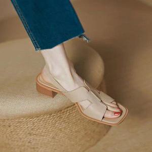 여자여름샌들 시원한 빈티지 양가죽 통굽 여성화 단화