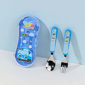 타요 수저세트 더블컬러 큐티스푼포크 케이스 3P세트 어린이집 유치원 휴대용 소풍 아기