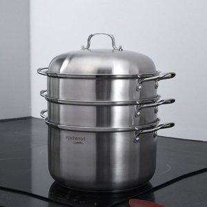 [키친아트] 올가 스텐 3단 찜기 32cm 인덕션 찜솥 찜냄비 돔스티머