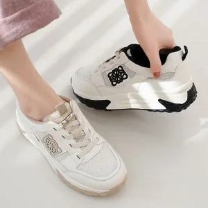 천연소가죽) 메쉬 밴딩 키높이 통굽 스니커즈 단화 4.5cm