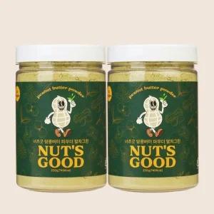 너츠굿 고단백 슈가프리 땅콩버터 파우더 말차그린 유기농말차 2통