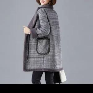 [오노마] ONM 모직코트 체크 퍼안감 퍼자켓 점퍼 겨울 마담코트  23568311)