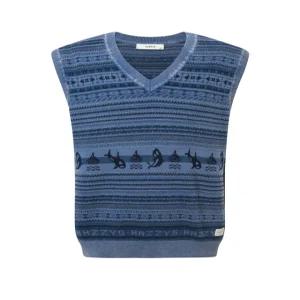 헤지스 남성 25SS [COLLECTION] 건지 인디고 다잉 페어아일 베스트 HZSW5B701B2