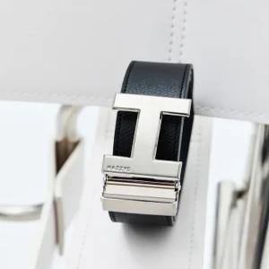 헤지스 액세서리 남성 24FW [스테디셀러] 블랙/네이비 양면 소가죽 버클 자동벨트 WUBE4F309BK