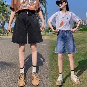 [ 9900원샵 ] HP-5586/ M_5XL 빅사이즈 여성청반바지 4부 5부 데님 숏팬츠 허리뒷밴딩