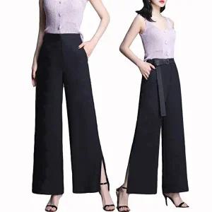 [힙제이]쿨링팬츠 여성용 옆트임 와이드팬츠 아이스 통바지 밴딩팬츠