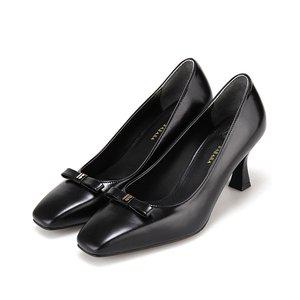 [BABARA][본사운영] 바바라 소가죽 B로고 꼬마 리본 유광 여성 펌프스 7.5cm_BBH702