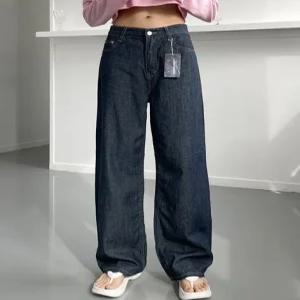 여성 쿨 린넨 논페이드 와이드 데님팬츠 썸머 마 생지 통청바지