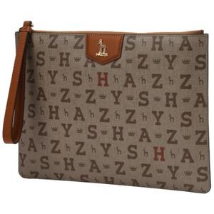 헤지스 브라운 로고패턴 가죽 클러치백 WIBA1E049W2