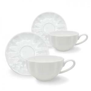 고원 펌킨 본차이나 2인조 올화이트 커피잔 티잔 세트