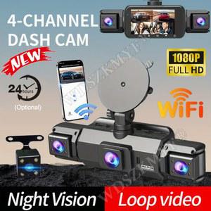 4채널 360 차량용 와이파이 앱 비디오 1080P 3 DVR 24시간 주차 모니터 전방 우측 후방 블랙박스