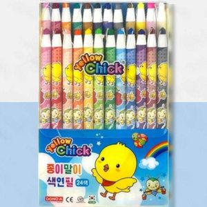 초등저학년색연필 어린이미술색연필 연필 24색 종이말이노랑병아리 1개입