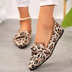 여자신발 단화 플랫 스틸레토 로퍼 호피무늬 날염 펌프스 힛템