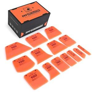 FOSHIO 14PCS PPF 스퀴지 다양한 모양 전면 범퍼 도어 핸들 캡 및 미러 커버용 마그네틱 도구 선물 상자 포장용 소프트 TPU 고무 비닐