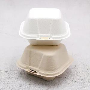 [이룸팩]펄프용기 미니 햄버거 포장용기 B-003-1 크라프트/흰색 50개 일회용 미니 펄프도시락