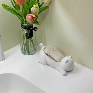 자동 배수 물빠짐 비누곽 고양이 비누 받침대 보관함