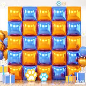 메탈릭 네이비 블루 펄 블루와 오렌지 양면 사각 호일 풍선 벽, 학사, 기념일, 결혼식, 생일 파티 배경 장식용 19인치 호일 풍선 터널 아치 키트