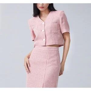 [미쏘]트위드 V넥 숏자켓 (MIWJKC802G-T)