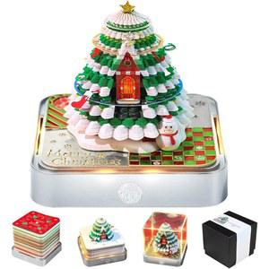 3D 캘린더 2025 데스크 타임 메모장 LED 조명이 있는 아트 조각 DIY 종이 스티커 노트 데스크탑 장식 선물 (크리스마스 트리 하우스 A)