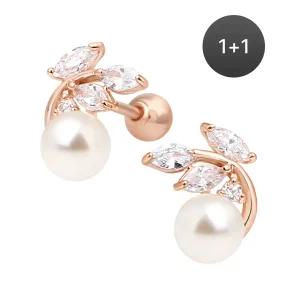 14K 금침 큐앤펄 진주 데일리 데일리 피어싱 귀걸이 1+1