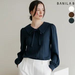 여성 세라카라 핀턱 리본 블라우스