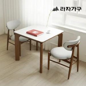 라자가구 폴 SE0 포세린 세라믹 원목 800 테이블 2인 식탁세트 의자2개