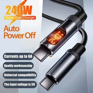 240W C to 100W USB A 실리콘 고속 충전 케이블 (아이폰, 아이패드, 삼성 갤럭시, 샤오미 레드미용 디지털 디스플레이 포함)