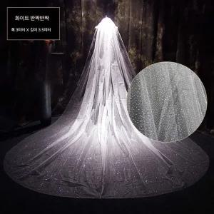 웨딩 스팽글 촬영소품 롱베일 비즈 면사포 셀프웨딩