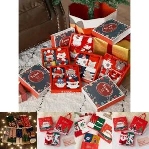 크리스마스 양말 세트 4켤레/크리스마스/양말/성탄절/수면/패션/디자인/삭스/선물/컬러풀/산타/루돌프/소품